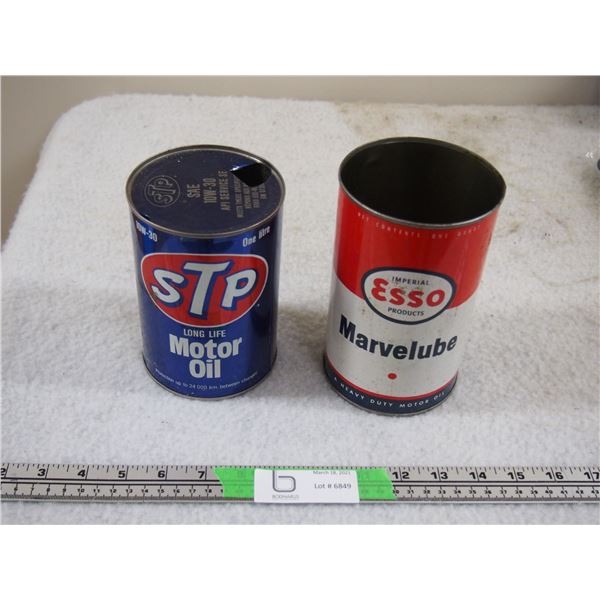 2X THE MONEY - STP and Esso Oil 1 Quart Cans Empty
