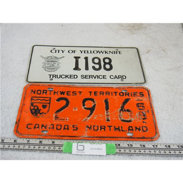 1966 NWT License Plates and City of Yellow Knife Tracked Service Card License Plate