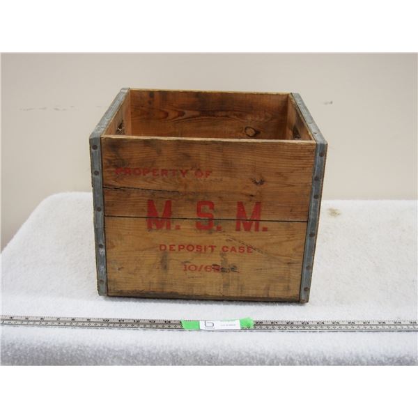 Vintage Wooden Crate Property of M.S.M Deposit 10/68