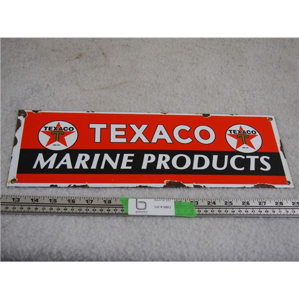 Texaco Marine Products Enamel Sign 5.5 by 17"