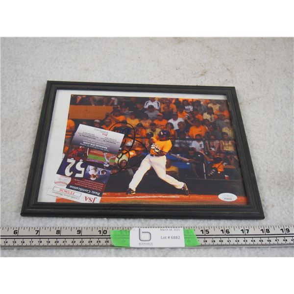 Framed Autographed with Certification Baseball Picture in Frame 9.5 by 12