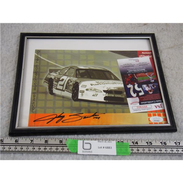 Framed Autograph with Certification Auto Racing Picture in Frame 9.25 by 11.75"