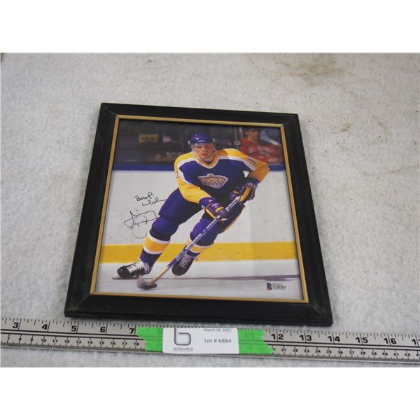 Framed Autograph with Certification Hockey Picture in Frame 9.5 by 11.5"