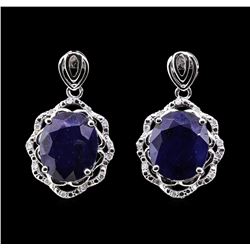 14.2 ctw Sapphire and Diamond Earrings - 14KT White Gold