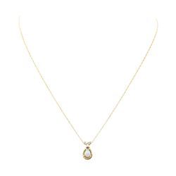 0.58 ctw Opal and Diamond Pendant with Chain - 14KT Yellow Gold