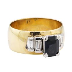 1.40 ctw Green Tourmaline and Diamond Ring - 14KT Yellow Gold