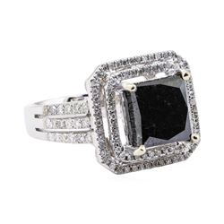 4.94 ctw Black and White Diamond Ring - 14KT White Gold