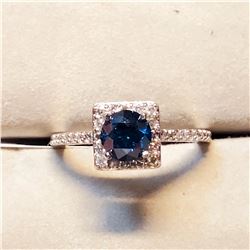 PLATINUM BLUE DIAMOND (0.77CT) THIRTY DIAMONDS (0.32CT) RING SIZE 6