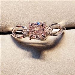 10K FANCY RARE PINK DIAMOND (1.08CT) TWO DIAMOND (0.02CT) RING SIZE 7