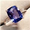 Image 2 : 10K NATURAL TANZANITE (3CT) SIX ROUND DIAMOND (0.12CT) RING SIZE 6