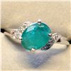 Image 2 : 10K INTENSE GREEN EMERALD(1.2CT) 6 ROUND DIAMONDS(0.04CT) RING SIZE 6.25