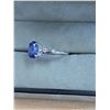 Image 2 : PLATINUM NATURAL TANZANITE(1.5CT) FOUR ROUND DIAMOND(0.07CT) RING SIZE 7