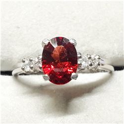 10K NATURAL PYROPE GARNET (1.4CT) 5 DIAMONDS(0.15CT) RING SIZE 6.25