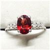 Image 1 : 10K NATURAL PYROPE GARNET (1.4CT) 5 DIAMONDS(0.15CT) RING SIZE 6.25