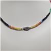 Image 1 : 10K YELLOW SAPPHIRE(1.53CT) BLUE SAPPHIRE(1.3CT) EMERALD(1.15CT) NECKLACE 17"