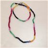 Image 2 : 10K YELLOW SAPPHIRE(1.53CT) BLUE SAPPHIRE(1.3CT) EMERALD(1.15CT) NECKLACE 17"