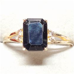 10K NATURAL ENHANCED BLUE SAPPHIRE (1.3CT) 4DIMONDS(0.04CT) RING SIZE 6.25