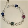 Image 1 : SILVER SAPPHIRE, EMERALD& RUBY (10.4CT) BRACELET 7.5"