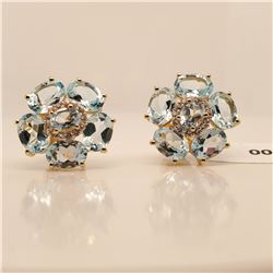 SILVER BLUE TOPAZ(9.9CT) CZ(0.1CT) EARRINGS