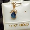 Image 1 : 14K NATURAL SAPPHIRE(0.8CT) 3DIAMONDS(0.06CT) PENDANT