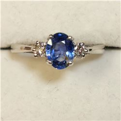 10K   SAPPHIRE-CEYLON(1CT) DIAMOND(0.1CT) RING SIZE 6.25