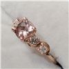 Image 2 : 10K ROSE GOLD MORGANITE (1CT) DIAMOND (0.2CT) RING SIZE 6