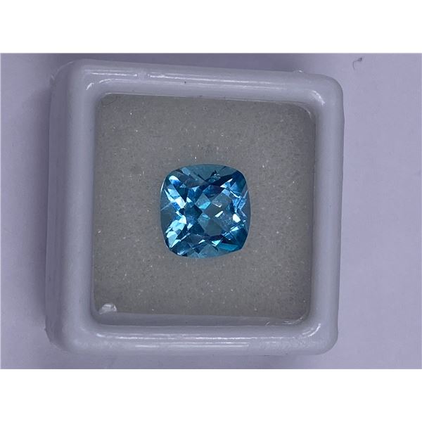 SPARKLING BLUE TOPAZ 4.30CT 12.0 X 7.3MM, BABY BLUE COLOR, CUSHION SHAPE, CLARITY EYE CLEAN, LUSTER