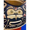 Image 3 : FIRST NATIONS HAND CARVED SUNMASK WITH MOTHER PEARL EYE ACCENTS & COPPER ACCENTS ON RAY TIPS 50"