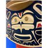 Image 4 : FIRST NATIONS HAND CARVED SUNMASK WITH MOTHER PEARL EYE ACCENTS & COPPER ACCENTS ON RAY TIPS 50"