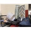 Image 2 : PAIRS OF JEANS, COMMERCIAL PHONE, AREA RUG, KEYBOARDS, LAMP SHADE, BOOKS, CUPS, ETC