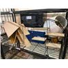 Image 1 : BLACK MICROWAVE, SHELVING, LAMPS & SHADES, IGLOO COOLER, ETC