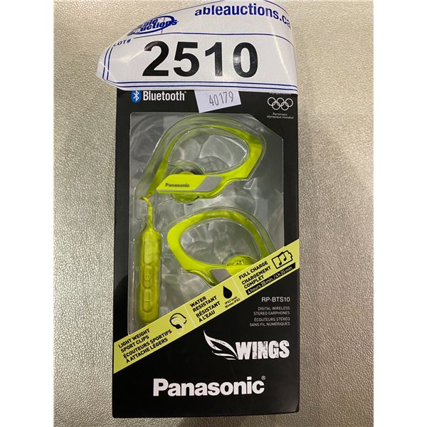 NEW IN PACKAGING PANASONIC WINGS BLUETOOTH WATER RESISTANT WIRELESS EARBUDS RP-BTS10