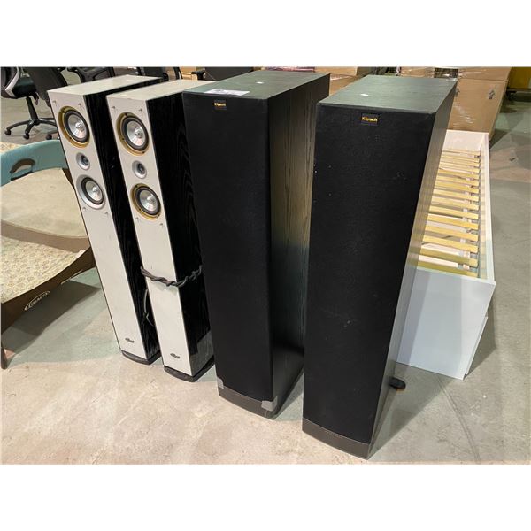 4 STANDING SPEAKERS (2 KLIPSCH, 2 GENESIS MEDIA LABS)