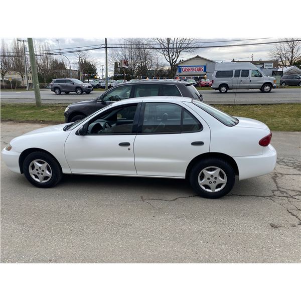 2003 CHEVROLET CAVALIER 4DRSD, WHITE, GAS, AUTOMATIC, VIN#1G1JC52F637184388, 143,421KMS, RD,CD,TW,