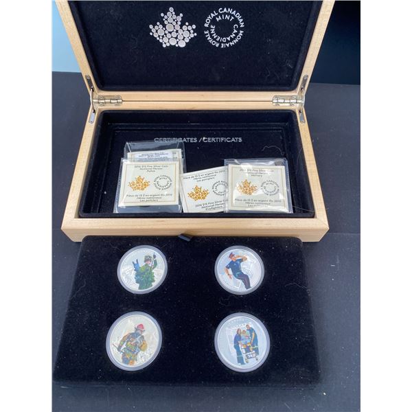 ROYAL CANADIAN MINT FINE SILVER "NATIONAL HEROS" COINS IN CASE *TAX EXEMPT*