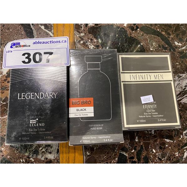 3 ASSORTED NEW IN PACKAGING MEN'S COLOGNE