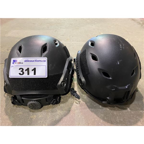 2 TACTICAL HELMETS (CAN ATTACH GO PROS, LIGHTS, & MORE ON THEM)