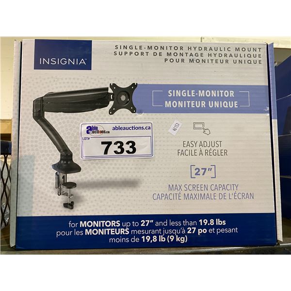 INSIGNIA SINGLE MONITOR HYDRAULIC MOUNT UP TO 27"