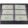 Image 2 : LOT OF 6 1954 CANADIAN $1 BILLS
