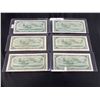 Image 2 : LOT OF 6 1954 CANADIAN $1 BILLS
