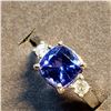 Image 2 : 14K NATURAL TANZANITE(2.7CT) 2 DIAMONDS(0.24CT) RING SIZE 6