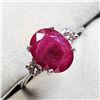 Image 2 : 10K NATURAL INTENSE RED RUBY(2.4CT) 2 DIAMONDS(0.18CT) RING SIZE 5.75