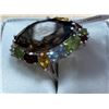 Image 2 : SILVER SMOKY QUARTZ & PERIDOT(8.8CT) RING
