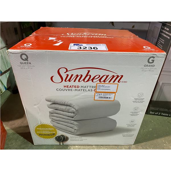 SUNBEAM QUEEN SIZE HEATED MATTRESS PAD