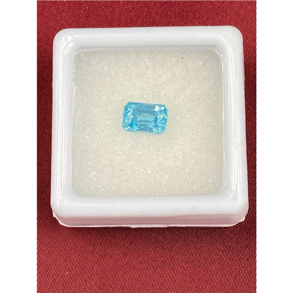 NATURAL BLUE ZIRCON 1.67CT, 6.94 X 4.80 X 3.92MM, BLUE COLOUR, OCTAGON CUT, CLARITY VVS, LUSTER