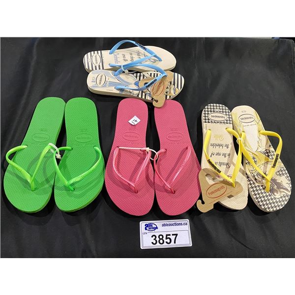 4 PAIRS OF HAVAIANAS SANDALS (SOME DISNEY)