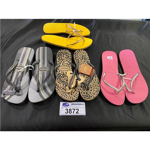 4 PAIRS OF HAVAIANAS SANDALS