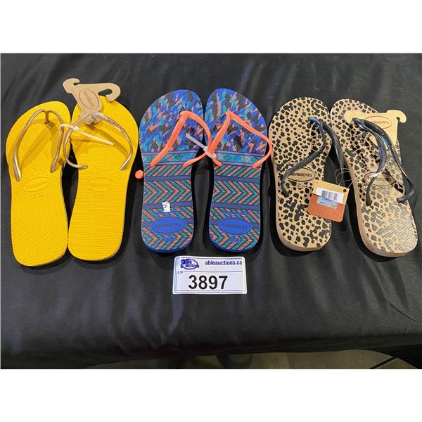 3 PAIRS OF HAVAIANAS SANDALS