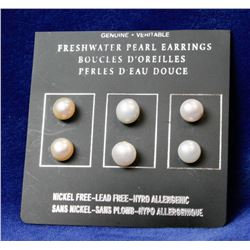 THREE PAIRS OF FRESHWATER PEARL EARRINGS