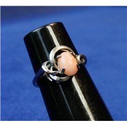 VINTAGE STERLING SILVER RING WITH PINK STONE